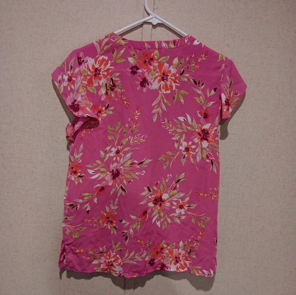 DR2 pink women's shirt with floral print, size M - Picture 3 of 3
